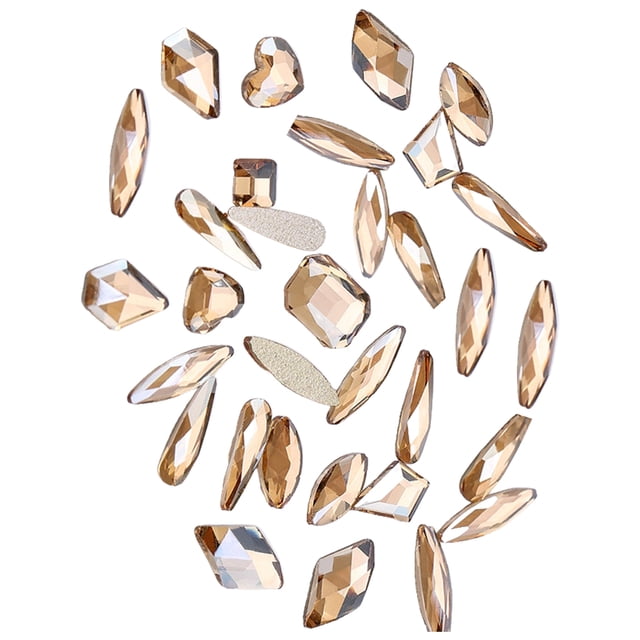 Wweixi 50 Pieces Specific-shaped Glass Crystal Set Excellent Gloss Personalized Nail Art Rhinestones DIY Handcraft Mobile Phone Champagne