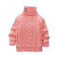 thumbnail image 2 of ATOGUTA Boys Girls Uniform Sweater Turtleneck Long Sleeve Cable Knit Sweater Chunky Pullover Jumper Fall Winter Pink, Size 3T-9, 2 of 5