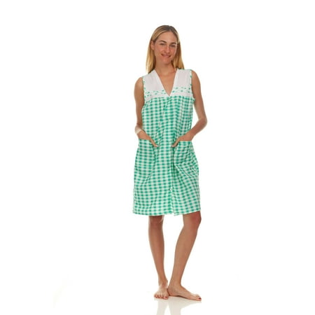 

Lati Fashion Women Snaps Front Duster Short Sleeve Female Nightgowns & Sleepshirts Green Size Medium