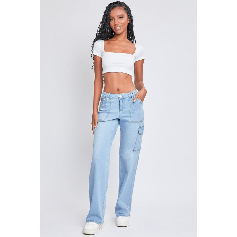 Women's Low Rise Relaxed Cargo Jeans - Walmart.com