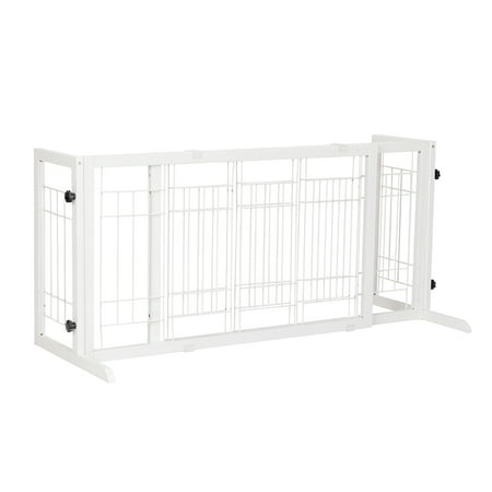 Kadyn Dog Playpen Dog Fence Border Animal Barrier Fence Pet Dog Gate Freestanding Wooden Pet Fence for Stairs Doorways and Hallways White