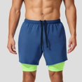 thumbnail image 4 of Men'S 2 in 1 Running Shorts Quick Dry Gym Athletic Workout Shorts for Men with Phone Pockets Blue M, 4 of 8