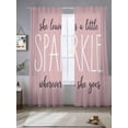 thumbnail image 2 of Pink Sheer Curtains 84 Inch Length 2 Panels Set, She Leaves A Little SPARKLE Wherever She Goes Voile Window Treatment Rod Pocket Curtains Sheers Drapes for Bedroom/Living Room/Kitchen 52"x84"x2, 2 of 7