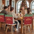 thumbnail image 5 of Christmas Chair Covers Set of 4 Frohe Weihnachten Green Leaf Xmas Ball Snow Red Chair Back Covers Stretch Removable Washable Slipcovers Protector for Dining Room Kitchen Party Decor, 5 of 5