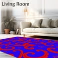 thumbnail image 2 of ODIKA 8'x10' Machine Washable Non-Slip Area Rug, Celestial Dragon Crest Anime Inspired Interlocking Swirl High Traffic Rug, Blue, 701053, 2 of 7