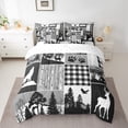 thumbnail image 2 of Homewish Country Farmhouse Lodge 7-Piece Bedding Comforter Set,Jungle Wildlife Wolf Deer King Bedding Sets,Gray White Bed Sheets For Kids,Microfiber Bedroom Decor, 2 of 8