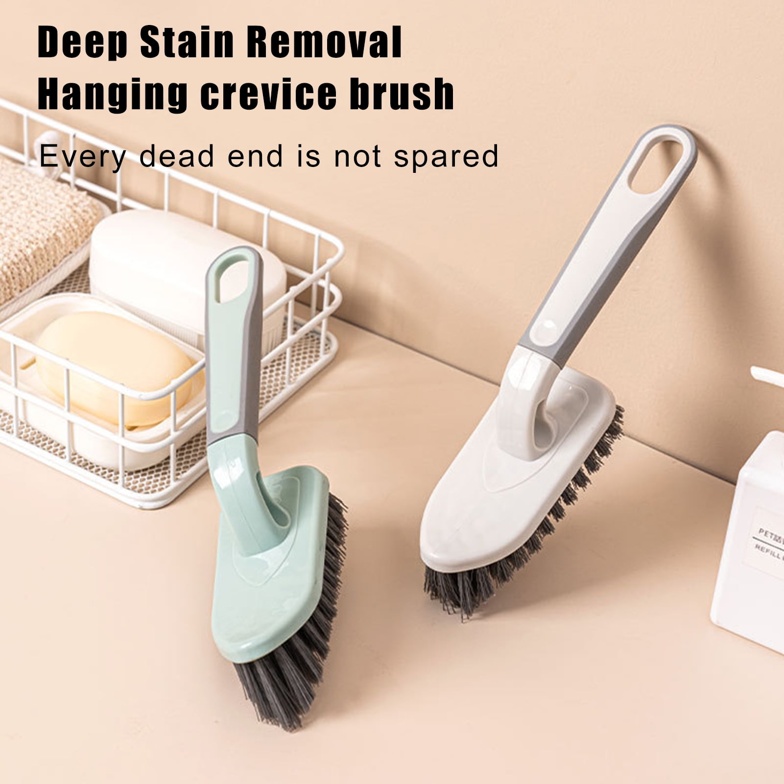 VEAREAR Floor Brush Ergonomic Non-slip Handle Tough Bristles Labor-saving  Bathroom Toilet Handled Notch Ground Seam Brush for Hotel 