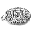 thumbnail image 1 of Geometric Round Floor Cushion with Handle, Contemporary Abstract Pattern with Squares Monochromatic Design, Decorative Pillow for Living Room & Dorms, 18" Round, Charcoal Grey and White, by Ambesonne, 1 of 4