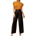 thumbnail image 7 of Xuanfei Women Dots Print Mock Neck Ruffle Sleeve Keyhole Blouse, 7 of 7