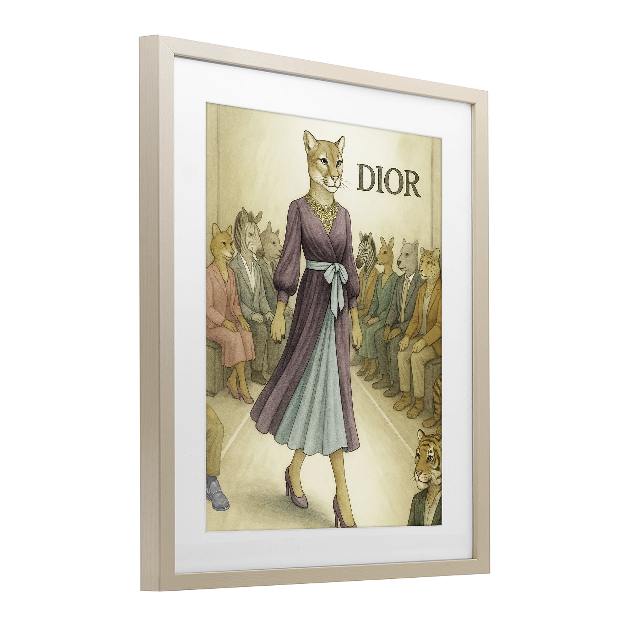 Stupell Industries Fashion Runway Cougar Birch Framed Print Under Glass, design by Grotto Studios