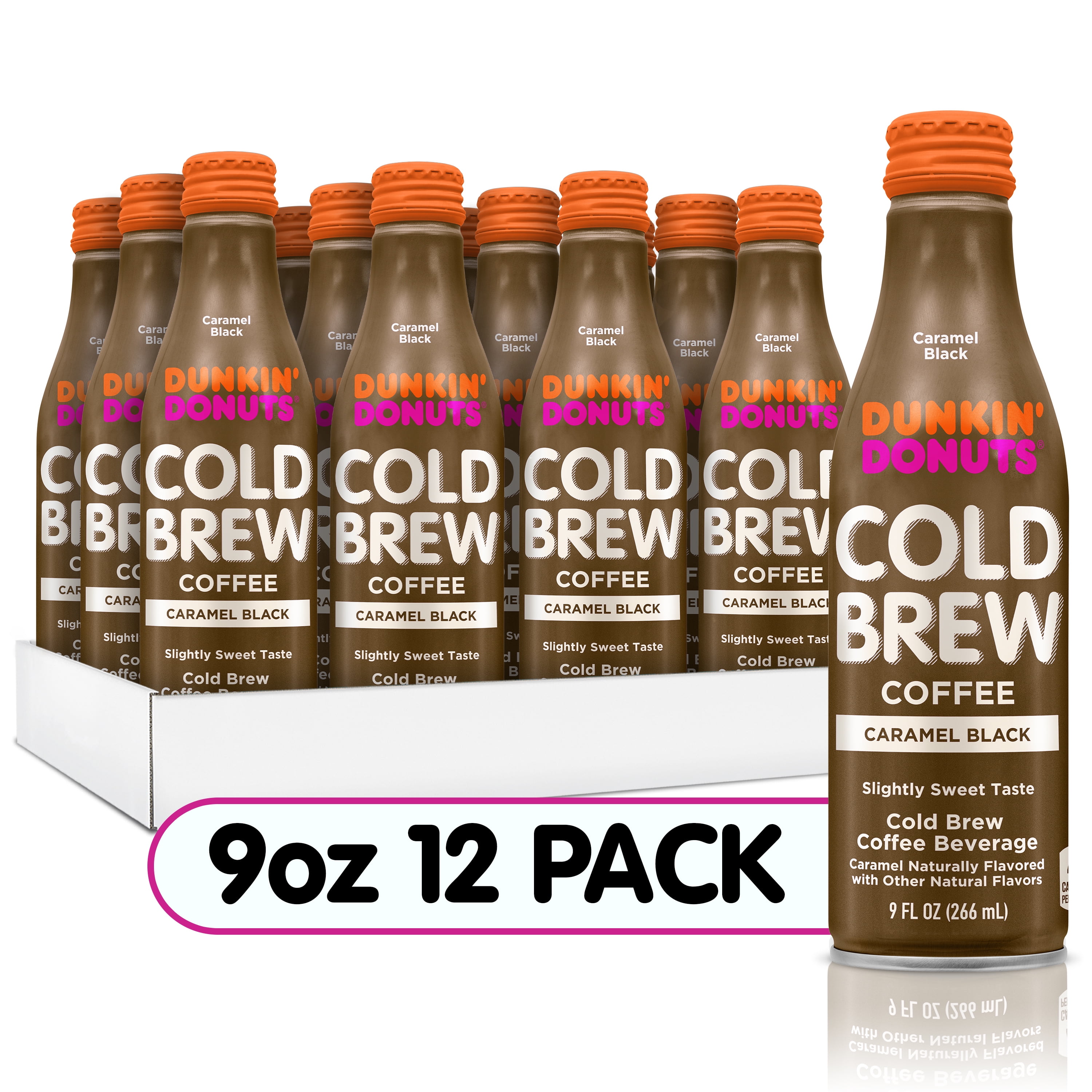 Dunkin' Donuts Cold Brew Caramel Black Bottles, 9 fl oz, 12 Pack