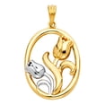 thumbnail image 2 of Wellingsale 14K Two 2 Tone White and Yellow Gold Polished Ornate Rose Charm Pendant, 2 of 4