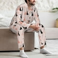 thumbnail image 7 of Susaid White And Black Rabbit Print Men's Long Sleeve Pajama Set, Two-Piece Button-Down Loungewear PJs Set, Comfortable Sleepwear for Relaxation-Medium, 7 of 7