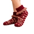 thumbnail image 2 of Adult Floor Slipper Socks Cable Knit Fleece Lined Thick Sock Slippers Indoor House Socks Warm Knit Bootie Socks Cozy Winter Footwear Non Slip Soft Comfortable Home Wear Holiday Gift For Women Men, 2 of 4