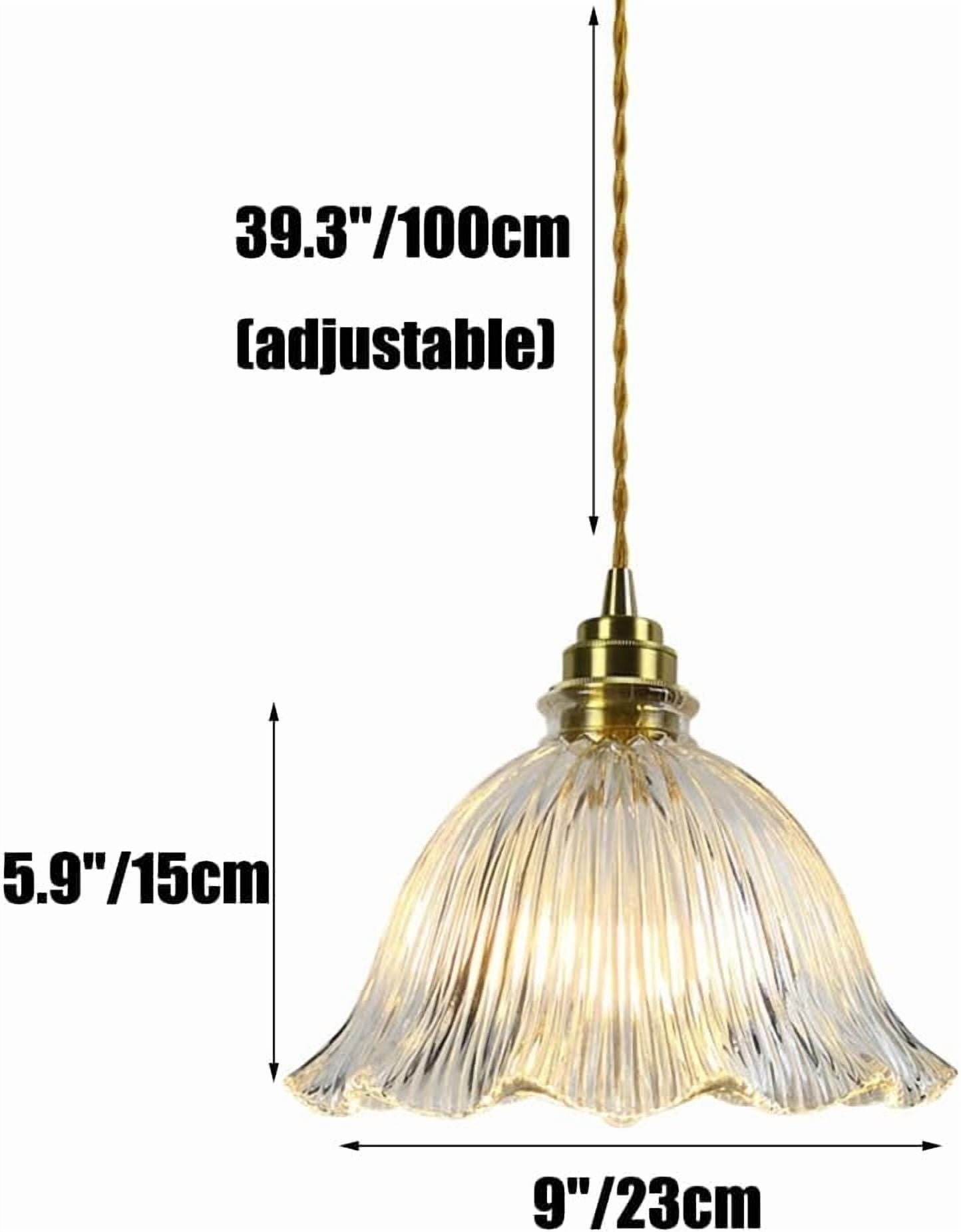 Flower Shape Clear Glass Pendant Light, Nordic Modern Transparent Glass Pendant Lamp, Simple Farmhouse Pendant Lighting for Dining Room, Rustic Pendant Light Fixture for Kitchen Island Sink Over Table