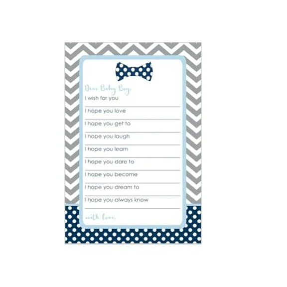 Bow Tie Baby Shower Wish Cards Pack of 20 Advice and Wishes Activity for Boys Wishing Well Birthday Memory Little Man Event Theme Supply Blue Grey (4x6 Size) Paper Clever Par