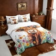 thumbnail image 2 of Erosebridal Cute Highland Cow 7pcs Bedding Comforter Set,Cartoon Animal Colorful Flower Print Queen Bedding Sets For Boys Kids,Reversible, 2 of 7
