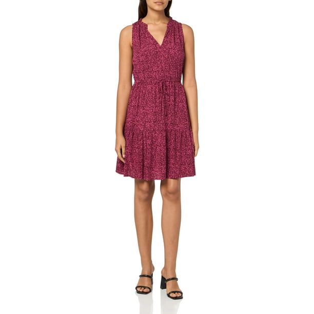 Vestido GAP sin mangas con cuello en V y abertura, estampado floral negro, talla XL
