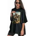 thumbnail image 3 of Plus Size Shirt for Women Oversized Black Tops for Women Short Sleeves Shirt for Women Castle (54） T Shirt Crewneck Shirt for Women M, 3 of 5