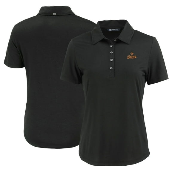 Women's Cutter & Buck Black Houston Astros Cooperstown Collection Coastline Epic Comfort Eco Recycled Polo