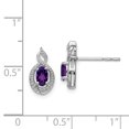 thumbnail image 2 of 925 Sterling Silver Amethyst Diamond Stud Earrings Ball Button Birthstone February Gemstone Fancy, 2 of 6