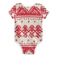thumbnail image 2 of Knitted Pattern in Christmas Red Pure Cotton Bodysuit Short Sleeve Pajamas One-Piece Romper Unisex 3 Months, 2 of 6