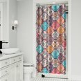 thumbnail image 2 of Vintage Earthy Boho Shower Curtain 36x72 Inches, Quick-Drying Polyester with Plastic Rings, Tribal Artistic Pattern for Rustic Bathrooms, 2 of 5