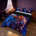 thumbnail image 2 of Manfei Space Astronaut Dino Animals Queen Comforter Set,Neon Cloud Stars Comforter Sets Queen,Blue Purple,Black Reversible,3pcs,1 Comforter and 2 Pillowcases, 2 of 7