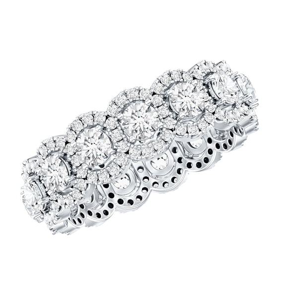 Rosec Jewels Classic Moissanite Wedding Band for Women - Eternity Band Ring (2.50 CT, D-VS1 Grade), 925 Sterling Silver, US 4.00