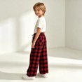 thumbnail image 5 of Girls Plaid Pants with Pockets Casual Fall Fashion Baggy Elastic Waist Drawstring Kids Wide Leg Pants Red 12, 5 of 5