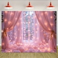 thumbnail image 3 of Pink Princess Birthday Backdrop Elegant Pink Curtains Hearts Tassels Wedding Photography Background Pink Floral Cloud Princess Baby Shower Party Decorations Banner Supplies Photo Booth Props, 3 of 3