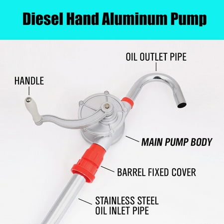 30L/M Aluminum Handheld for Diesel Pump Fuel Oil Hand Pump Petrol Transfer Auto Car Gas Water Rotary Suction Pumps Crank Barrel