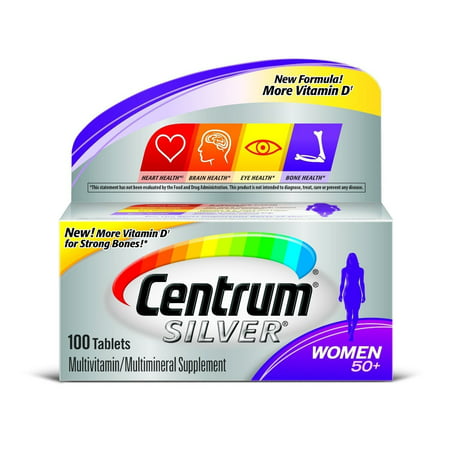 Centrum Silver Women 50+ Multivitamin/Multimineral Supplement Tablets, 100 Count Pack of