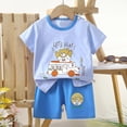 thumbnail image 2 of OYXSER Toddler Baby Boy Clothes Summer Outfits Print Short Sleeve T-Shirt and Shorts Set Cool Short Sets, Sky Blue 3-4T, 2 of 4