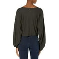 thumbnail image 2 of RVCA Women's Jet Setter Oversized Ribbed Knit Cropped V-Neck Long Sleeve Top (Medium, Black), 2 of 2