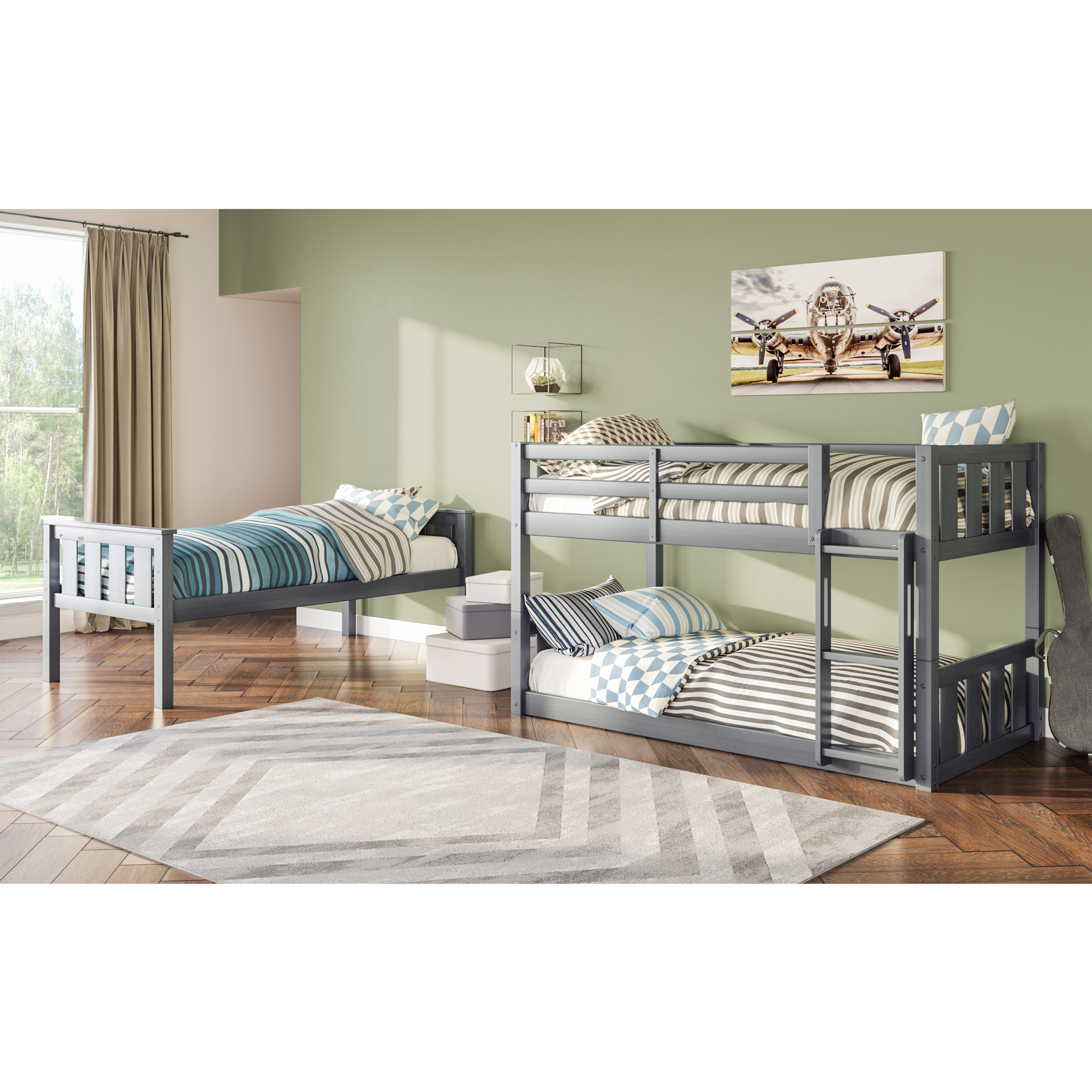 Better Homes & Gardens Kane Triple Bunk Bed, Gray