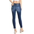 thumbnail image 4 of Angry Rabbit Women's Juniors Mid Rise Premium Denim Frayed Hem Jeans (30, Dark Denim), 4 of 5