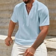 thumbnail image 2 of Baeitkot Men's Comfortable Soft Breathable Vintage Casual Solid Color Concise Short Sleeved V-neck Shirt Blouse Classic Easy Wear Everyday Work Weekend Daily Outfit Top, 2 of 6