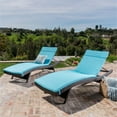 thumbnail image 2 of Noble House Salem Outdoor Wicker Adjustable Lounge with Blue Cushion (Set of 2), 2 of 5