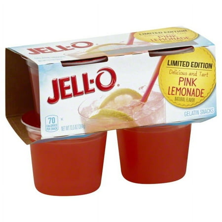 Jell-O Limited Edition Pink Lemonade Gelatin Snack, 4 Count