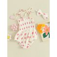 thumbnail image 3 of Bagilaanoe Newborn Baby Girl Summer Rompers Print Sleeveless Bodysuits + Headband 6M 12M 18M 24M Infant Casual One Piece Jumpsuit, 3 of 9