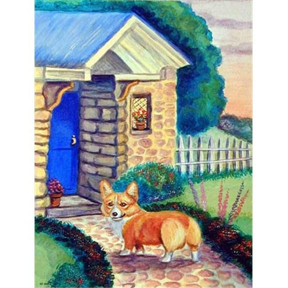 11 x 15 in. Pembroke Corgi at the Cottage Garden Size Flag