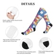 thumbnail image 6 of Socks Calf Pressure Socks Breathable Moisture Absorbent 11.8in×7.9in Full Print Designed For Hiking Walking Sports Aliceblue Colorful Houndstooth Hand-Drawn Sketch_2 2 Black-2, 6 of 8