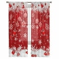 thumbnail image 2 of Christmas Red Semi Sheer Curtains 72 Inch Length 2 Panels Set, Snowflake Xmas Ball Winter Sheer Kitchen Curtain Privacy Voile Window Curtain for Living Room Bedroom Rod Pocket Drapes, 2 of 7