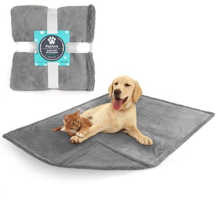 UPC: 0819594029157 | PetAmi WATERPROOF Dog Blanket For Medium Large Dog  Pet Puppy Blanket Couch Cover Protection  Sherpa Fleece Cat Blanket  Sofa Bed Furniture Protector Reversible Soft Plush Washable 60×40 Light Grey