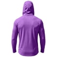 thumbnail image 4 of Men's UPF 50+ Sun Hoodie Long Sleeve Hooded Fishing Shirt Solid Pullover Cooling Ice Silk Breathable Quick-Dry Moisture Wicking 4-Way Stretch for Commute Fishing Hiking Purple L, 4 of 5
