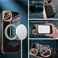 thumbnail image 4 of Designed for iPhone 14 Plus Case for Women & Girls [Compatible with MagSafe] Luxury Plating Gold Bumper Phone Cover Full Camera Protection Cover for iPhone 14 Plus 6.7 Inch-Black, 4 of 12