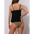 thumbnail image 3 of DARING DIVA Women's 2 Piece Leopard Colorblock Full Coverage Bikini Sets S Black, 3 of 6