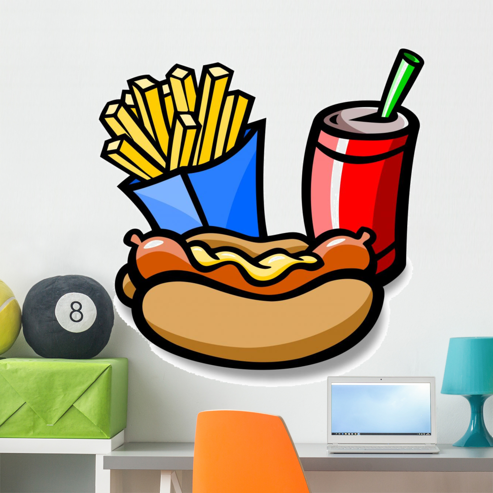 Food Decals Fast Food Wall Decal by Wallmonkeys Peel and Stick Graphic (36 in H x ...