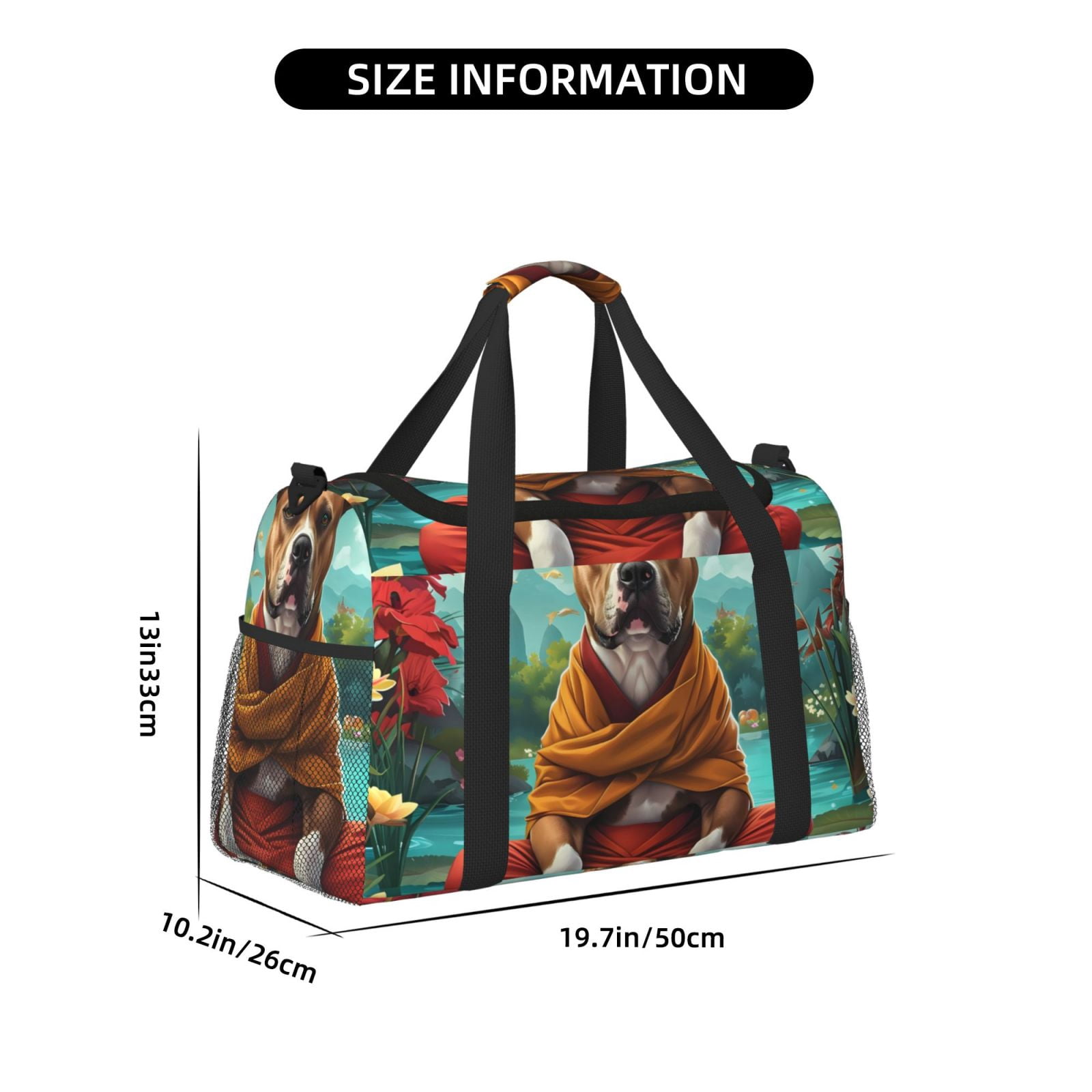 Fuzoiu Meditating French Bulldog Print Travel Duffle Bag,Carry On Tote Bags,Duffel Bag,Sport Gym Bag, Hospital Bag for Labor and Delivery, Overnight Bag,Luggage Bag